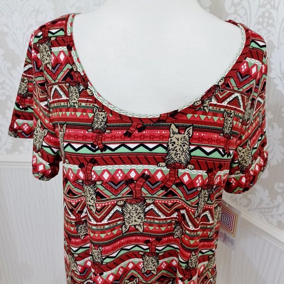 NWT LuLaRoe Christmas Scottie Dog Scottish Terrier Classic T-Shirt Size Medium - Picture 2 of 5